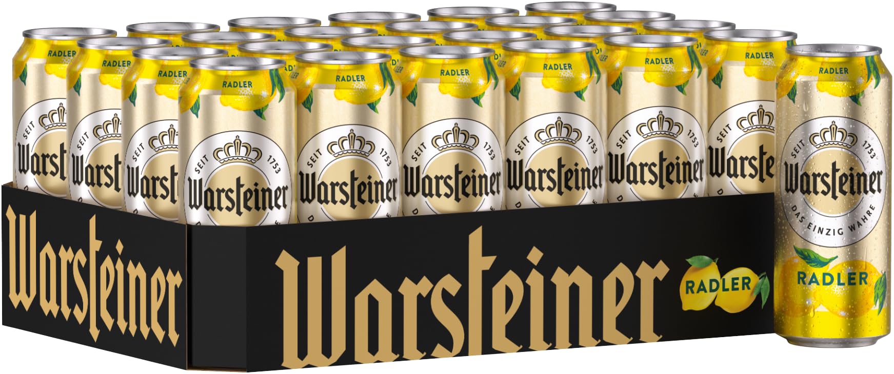 Warsteiner Radler Zitrone, natürliches Biermischgetränk, Dosenbier EINWEG (24 x 0.5 L Dose)