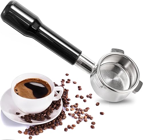 Mezchi Portafiltro sin fondo de 2.126 in, portafiltro Breville de acero inoxidable, cesta de filtro y mango de espresso sólido, accesorios para