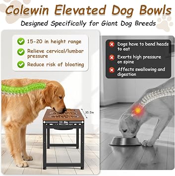 Elevated Dog Bowls Large Breed, Adjustable, 3 Bowl 12.5cup/101oz