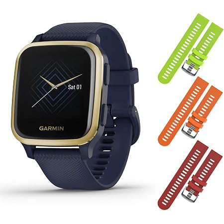Amazon.com: Garmin Venu Sq Music GPS Fitness Smartwatch e incluye 4U 3  correas (lima/naranja/rojo, azul marino/oro claro 010-02426-02) :  Electrónica