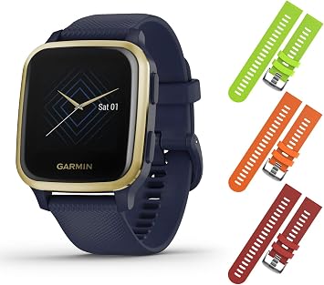 Amazon.com: Garmin Venu Sq Music GPS Fitness Smartwatch e incluye 4U 3  correas (lima/naranja/rojo, azul marino/oro claro 010-02426-02) :  Electrónica