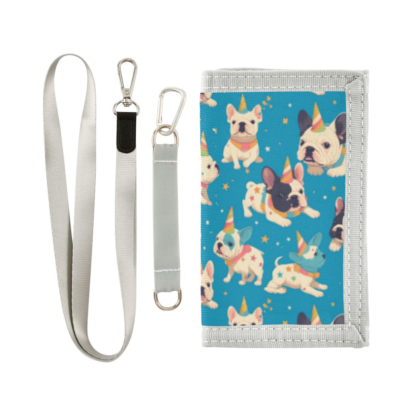 Wusikd Funny French Bulldogs Kids Wallet for Boys Girls Unicorn Horns Toddler Trifold Wallet Novelty Wallet for Teens Women Men