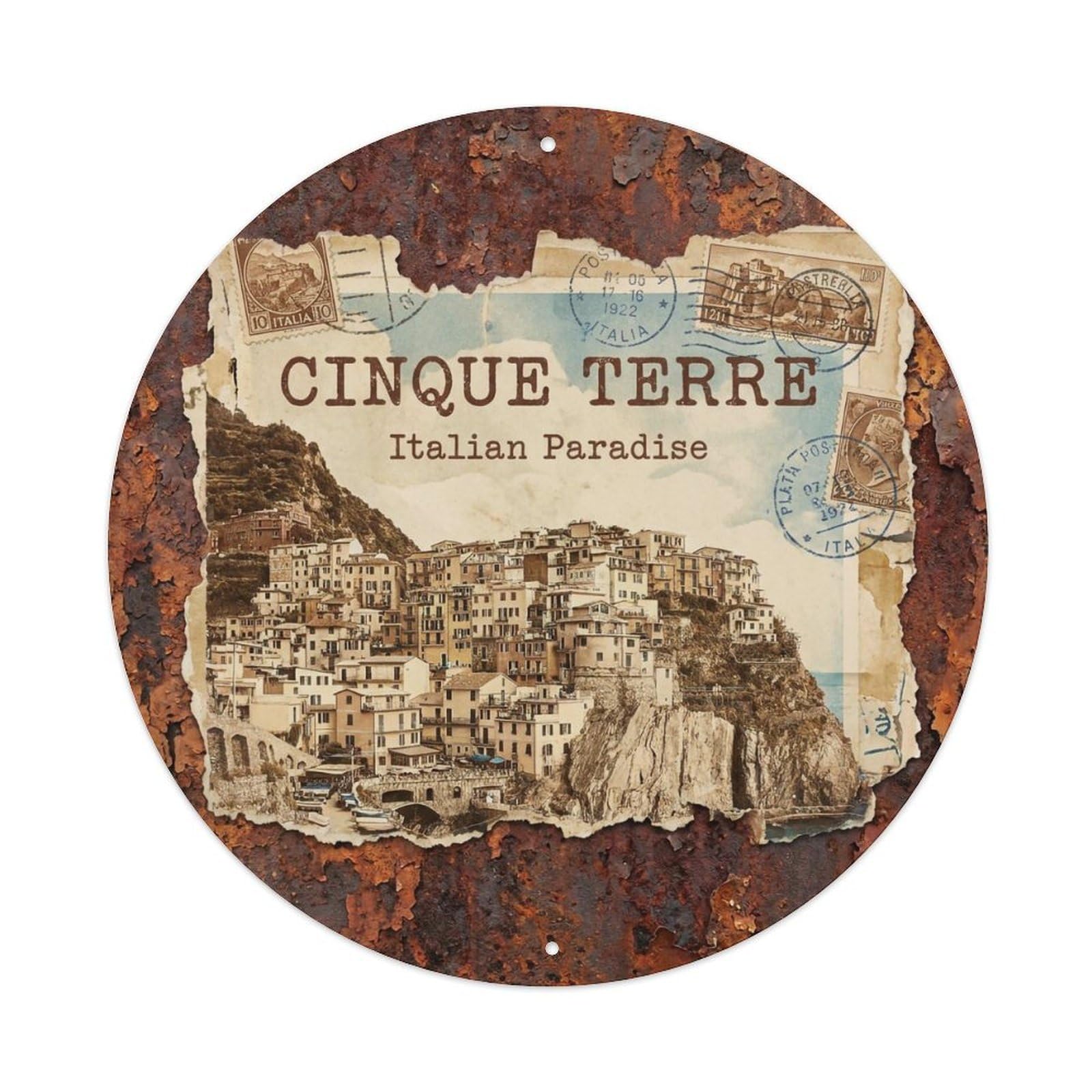 Vintage Travel Cinque Terre Italy Nostalgia Metal Tin Sign