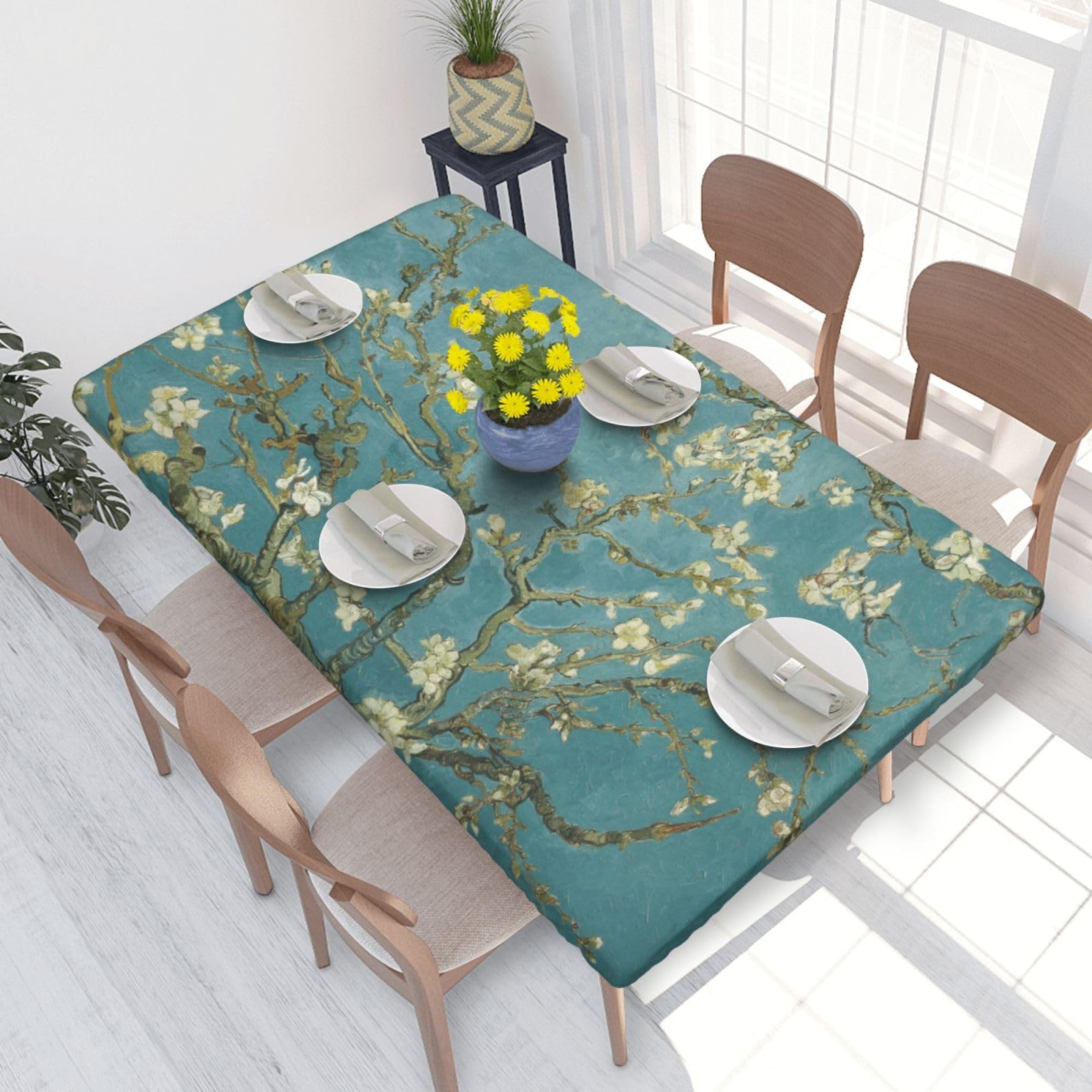 BNVSADC almond blossom Printed 4FT Tablecloth 122x76 CM Polyester Kitchen Water Resistant Table Cloth Dining Table Decoration Table Covers
