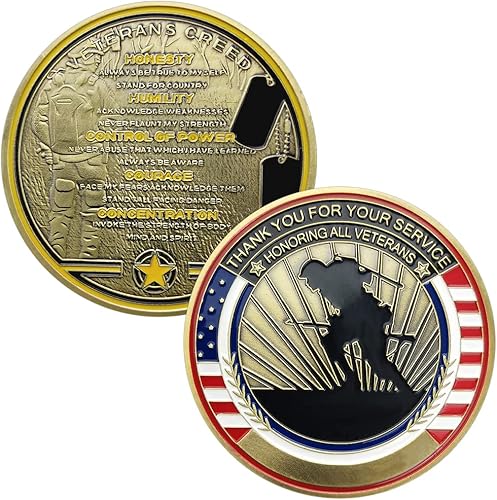 Miniatura 5 de Military Veteran Creed Challenge Coin- Honrando a todos los veteranos Gracias por su servicio