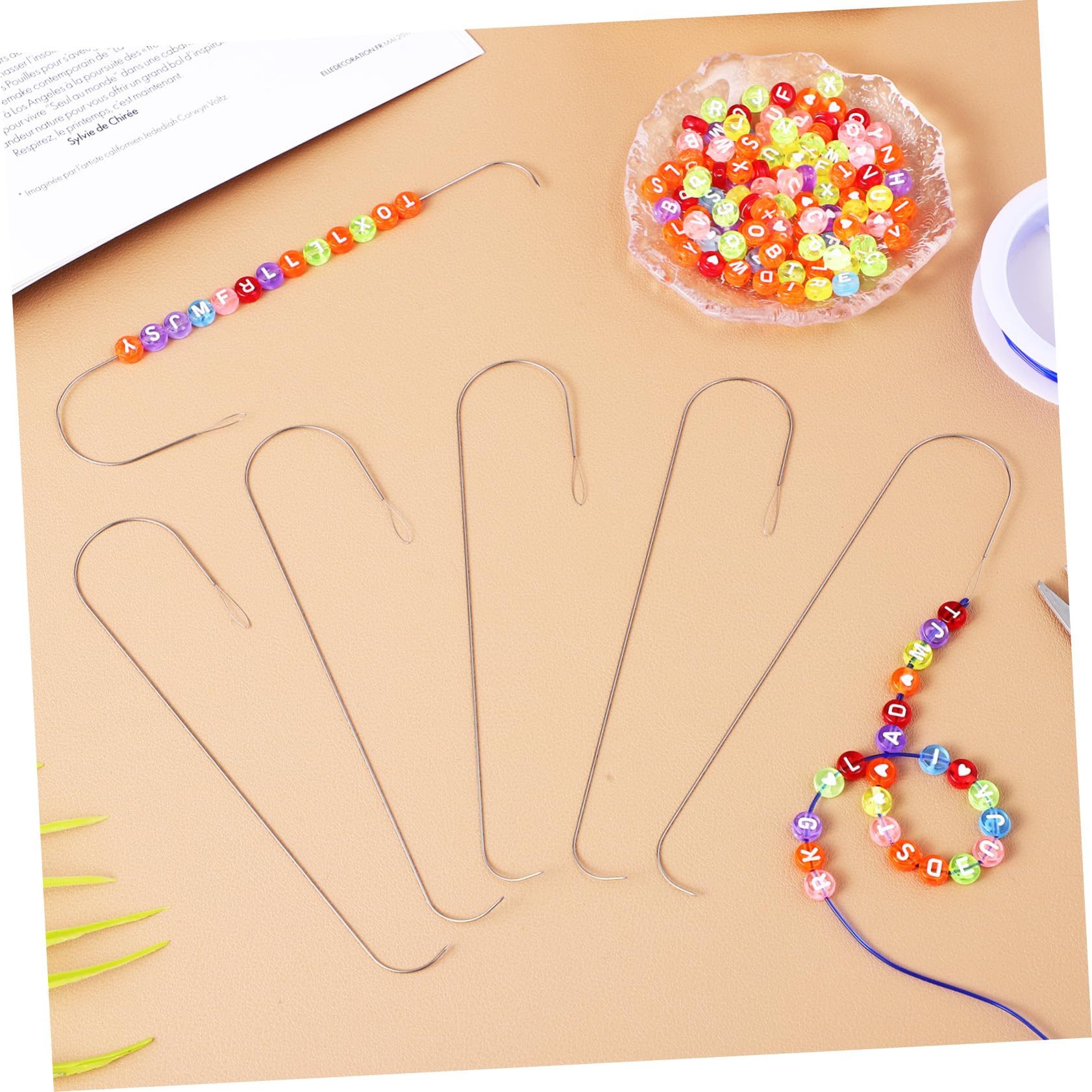 TEHAUX 6pcs Beading Needles Set Curved Beading Needles for Jewelry Making Bead Threader DIY Beads Chain Tool Jewelry Making Beads and Bead Spinner