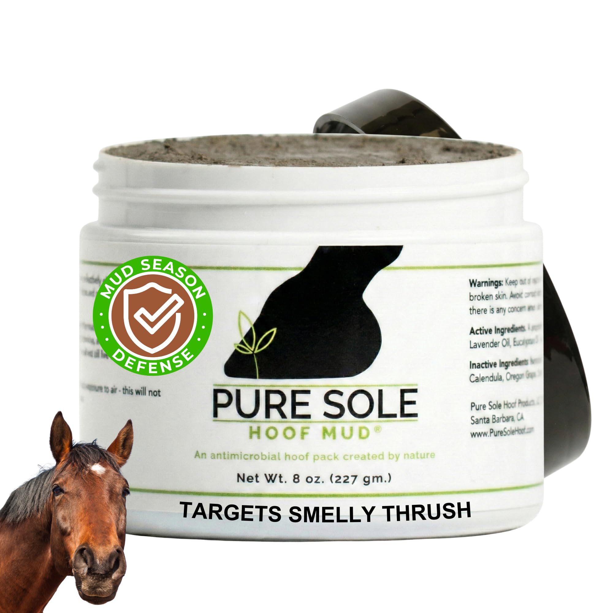 Hoof Mud | Hoof Clay for Severe Thrush in Horses | Targets Black Smelly Thrush, Central Sulcus & White Line | Antimicrobial Hoof Packing for Wet Hoof Conditions, 8 oz.