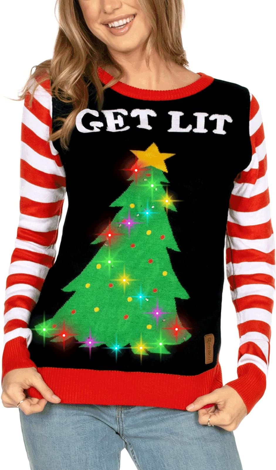 Tipsy ElvesWomen's Light-Up Christmas Sweaters - Ugly Christmas Pullovers with Ultra Bright LEDs for Women