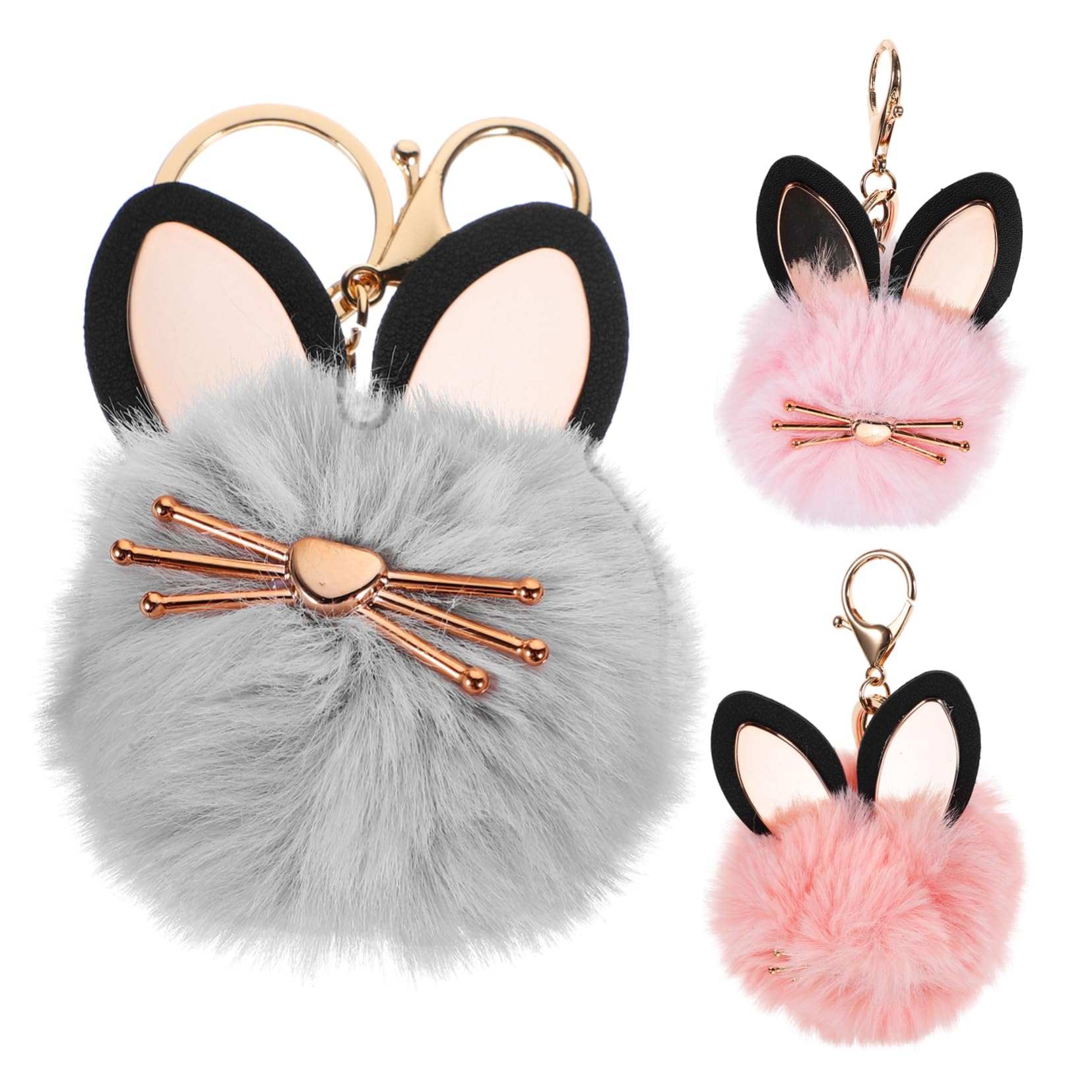 Gatuida Flauschiger Katzen Fußball Schlüsselanhänger Teiliges Für Damen Mit Kunstpelzkugeln Rosa Und Beige Als Handtaschenaccessoire Und Schlüsselring