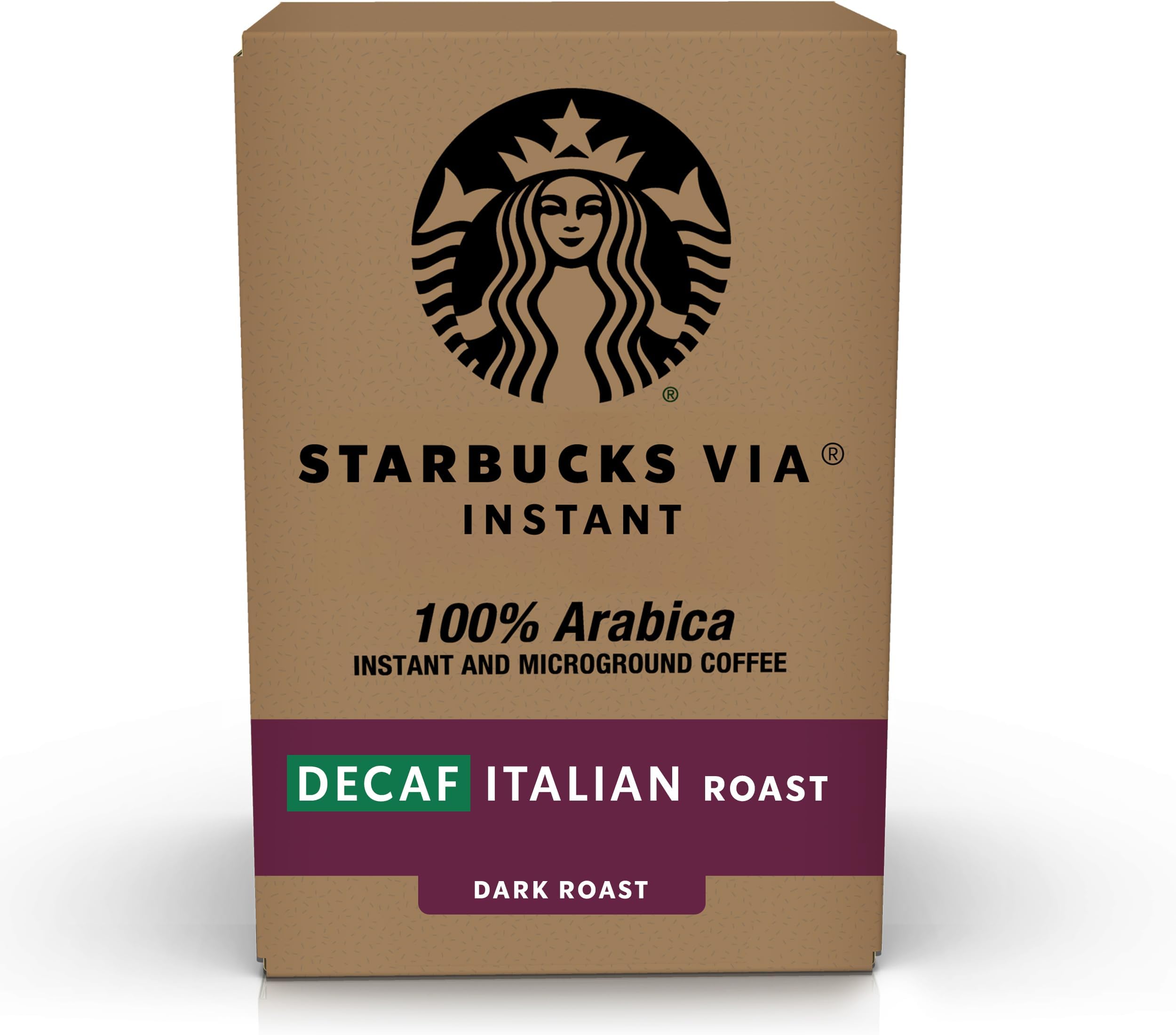 Starbucks VIA Instant Coffee—Dark Roast Coffee—Decaf Italian Roast—100% Arabica—1 box (50 packets)