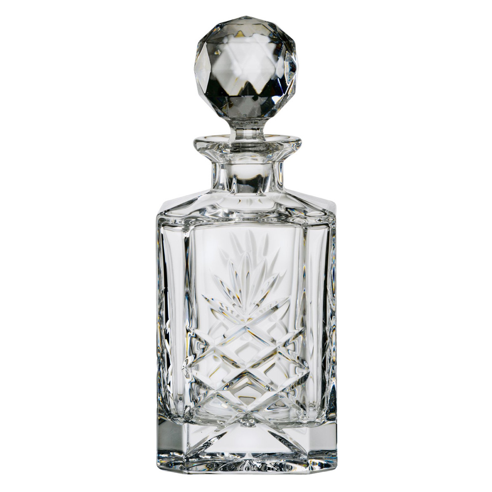 DornbergerSovereign Square Decanter I 850ml I 24% Lead Crystal I Fully Cut Decanter and Stopper for Bourbon, Whiskey, Wine - Made in Europe