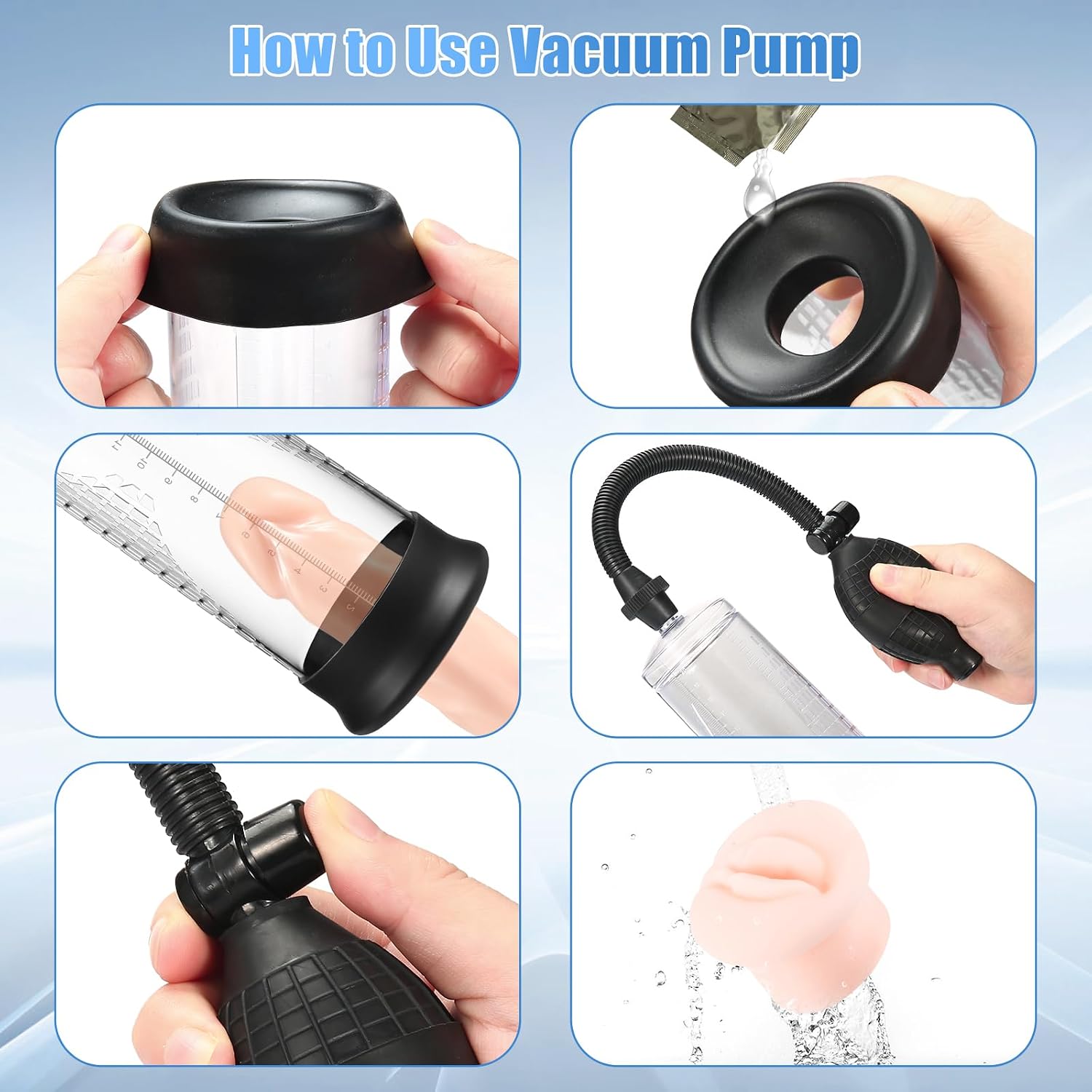 Penis Enlargement Pump Manual Vacuum for Male ED Strengthen Enlarger Booster Extender Cock Enlarger Man Aid Bigger Growth with Vagina Sleeve, Penis Rings Include (Black)