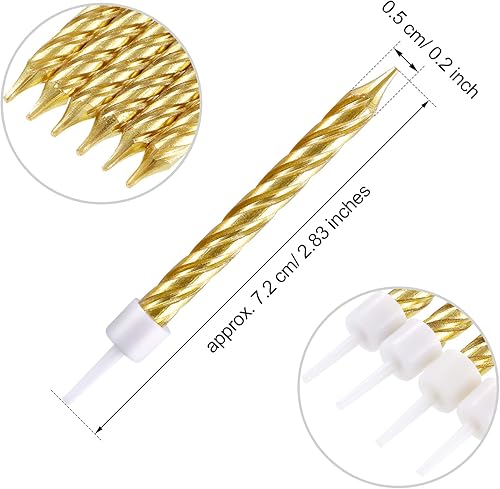 Miniatura 2 de Blulu 50 velas de cumpleaños en espiral metálicas para decoración de cumpleaños, bodas, fiestas (dorado)