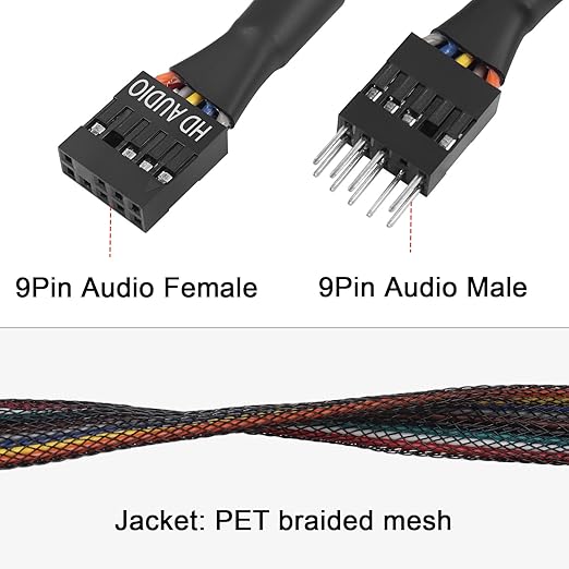 Cable Extensor de Audio 9Pin HD, 30cm, 2 Piezas miniatura 2