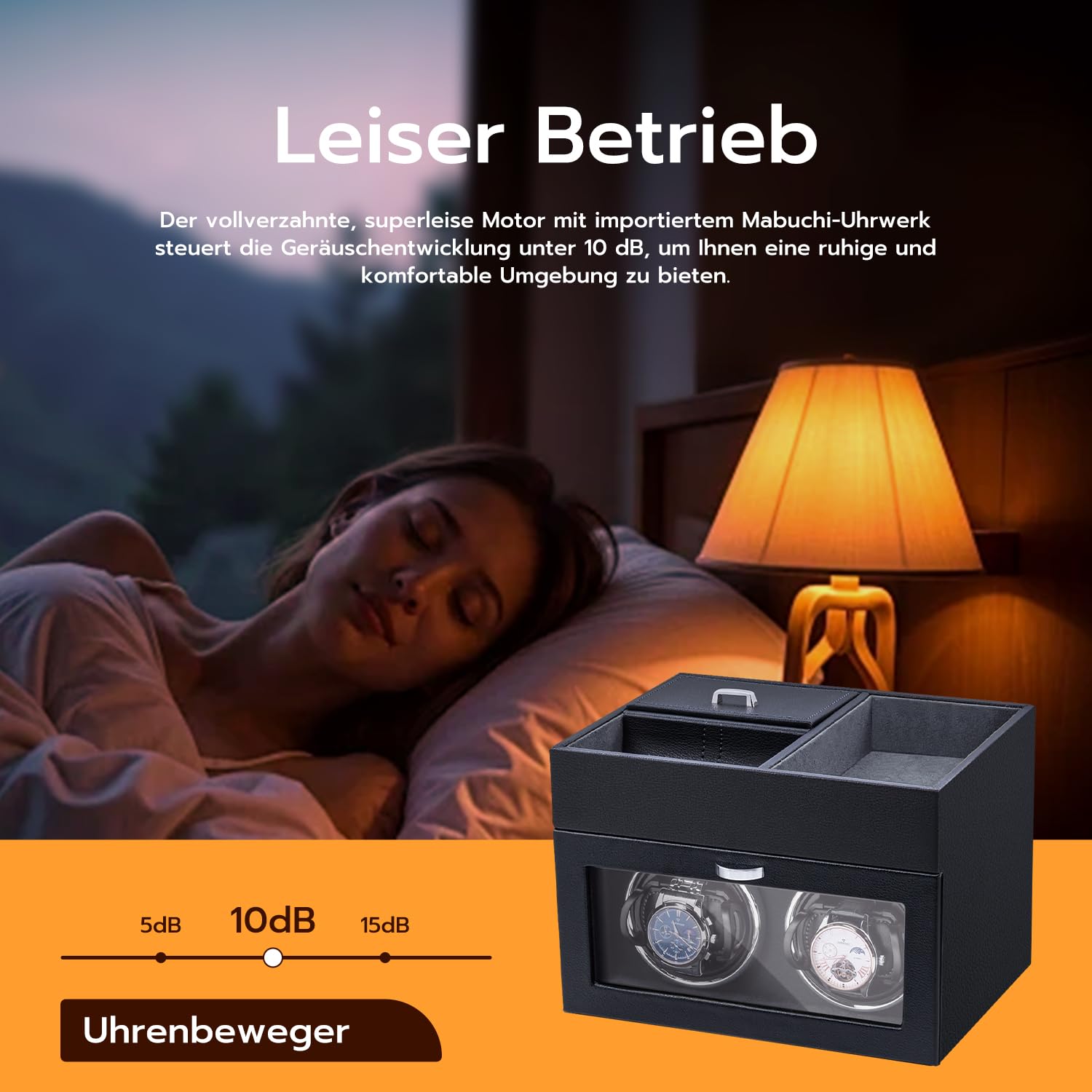 Mcbazel Automatische Uhrenbeweger 2 Uhren, Multifunktionaler Watch Winder Leder Automatische Uhrenanzeige LED-Licht Leisem Motor Luxuriöse Schmuckaufbewahrungsbox -Färberei