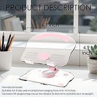 Vista 4 de 360 Degree Rotating Mobile Tablet Stand, Adjustable Tablet Holder-Adjustable Foldable Desktop Table Holder Base,Multi-Angle, Non-Slip Silicone