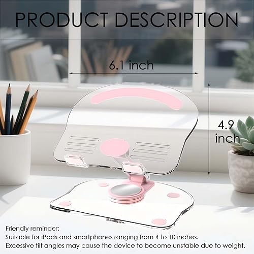 Miniatura 4 de Soporte giratorio de 360 grados para tableta móvil, soporte ajustable para tableta, base de escritorio plegable ajustable, multiángulo, base de