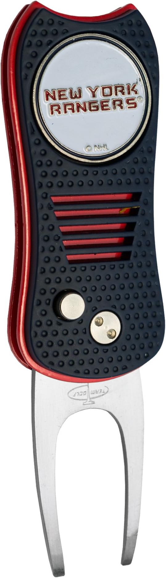 NHL Switchfix Divot Tool with Double-Sided Magnetic Ball Marker, Features Patented Single Prong Design, Causes Less Damage to Greens, Switchblade Mechanism
