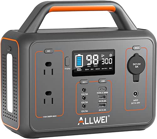 ALLWEI Portable Power Station 300W, 280Wh Solar Generator with 110V
