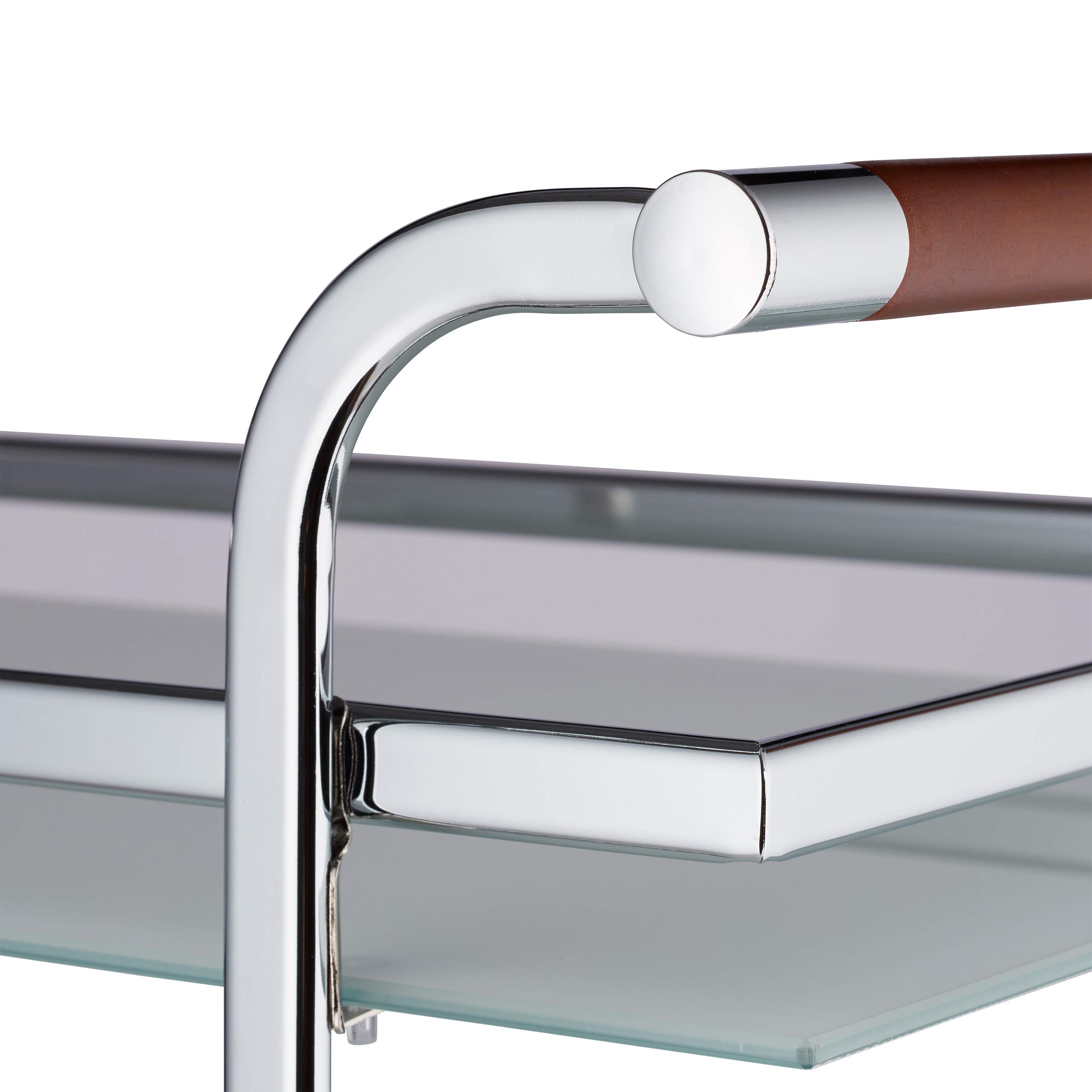 Relaxdays Carrello da Servizio in Vetro Opalino, Carrellino Portavivande con 2 Ripiani, a Vista, Elegante, HLP 85x66x43 cm, Argento