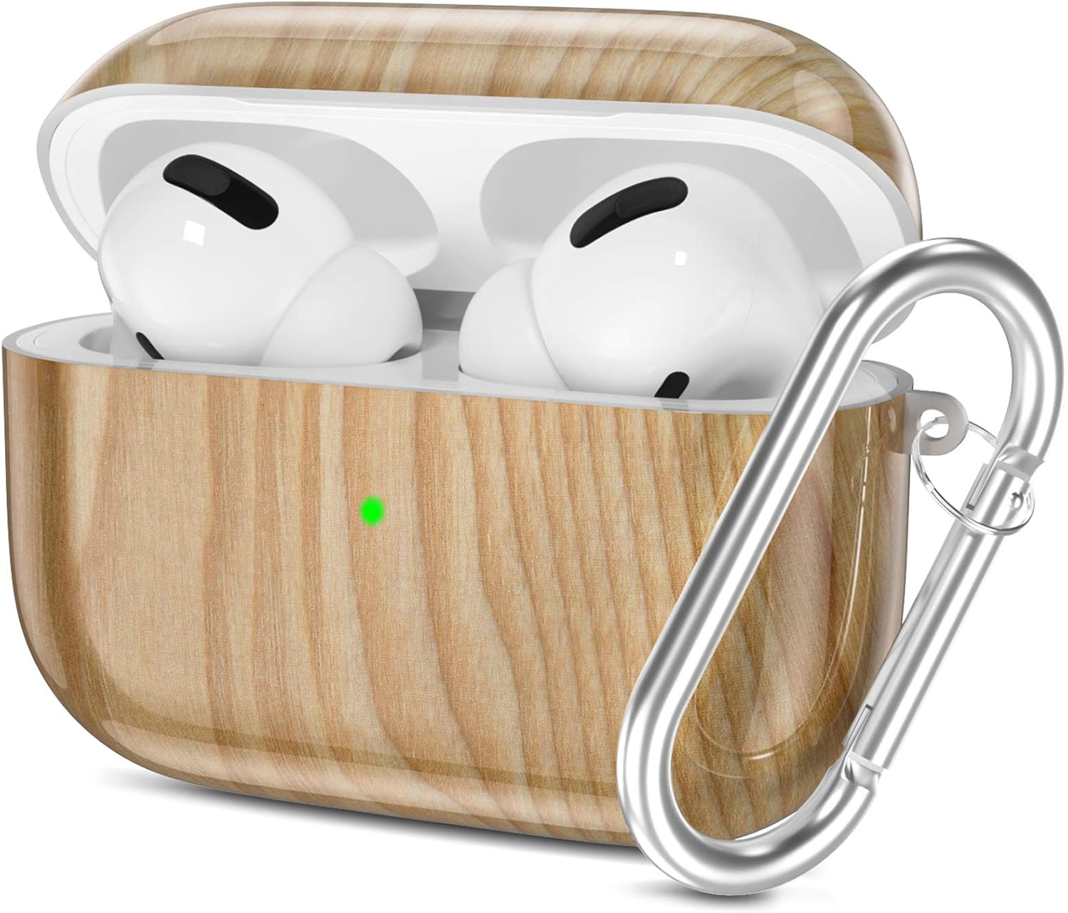 Hamile Compatible with AirPods Pro Case Hard Cover Cute Printed Protective Cases Skin for Apple AirPod Pro 3rd GEN (2019) Wireless Charging Case with Accessories Keychain- Wood Grain Pattern