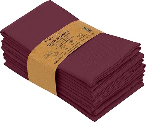 Ruvanti Juego de 6 servilletas de tela, 18 x 18 pulgadas, lavables, suaves, duraderas, absorbentes, mezcla de algodón, para hotel, almuerzo,