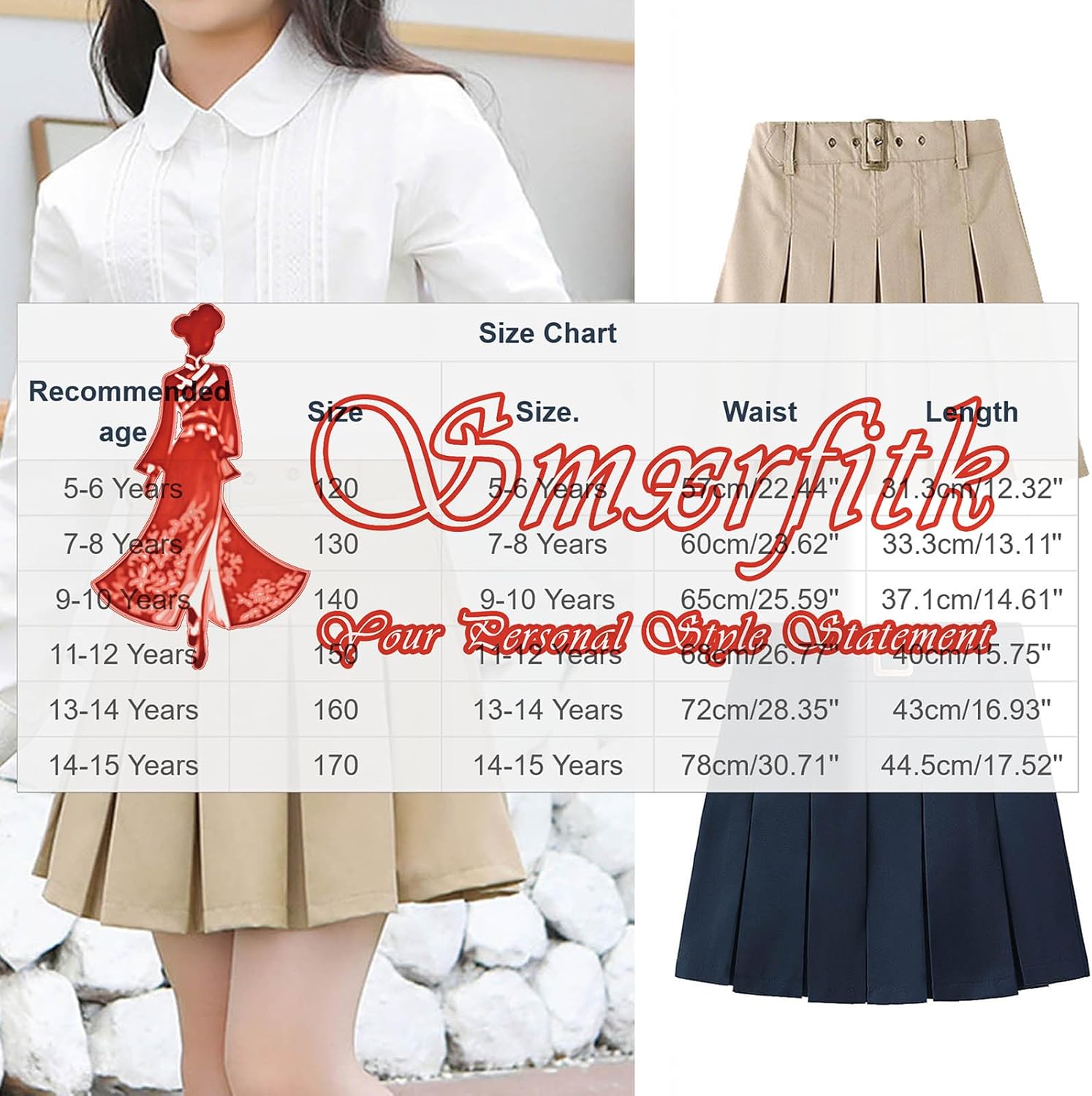Girls Pleated Mini Skirt High Waist A Line Bottom School Uniform Short Skirts Belted Preppy Cute for Teen Girls