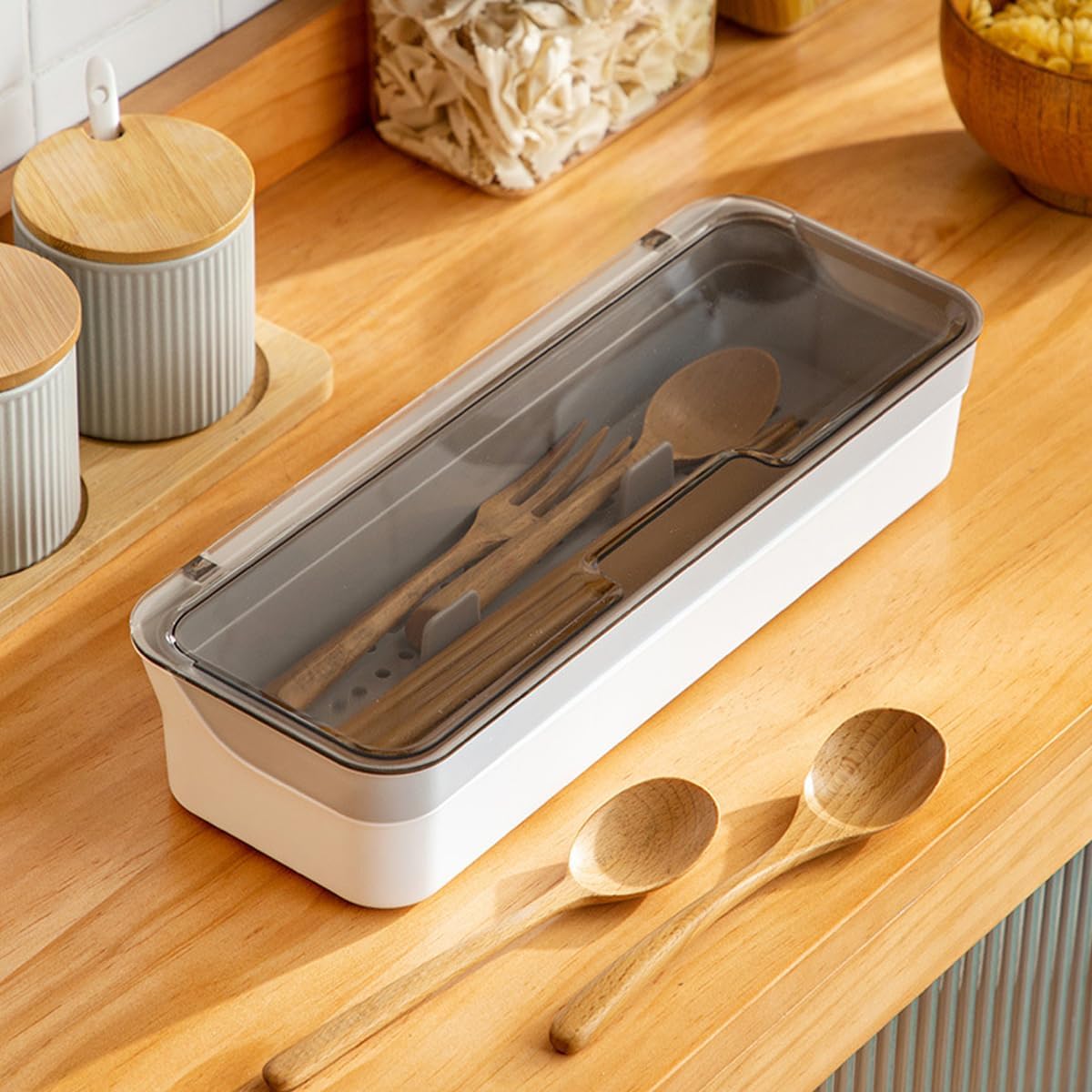 Lar acity Plastic Kitchen Der Organizer with Lid and Drainer