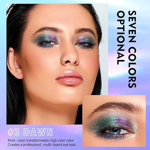 Miniatura 3 de MAKI YIKA Sombra de ojos líquida con purpurina, 3 colores de sombra de ojos camaleón que cambia de color, sombra de ojos multicromada de alta