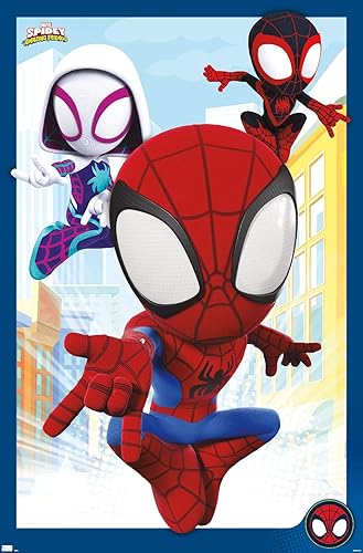 Trends International Marvel Spidey and His Amazing Friends - Póster de pared grupal, 34 pulgadas de largo x 22.4 pulgadas, versión premium sin marco