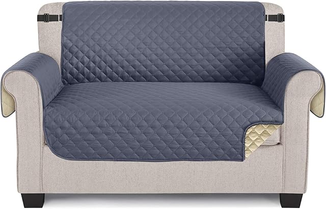 TAOCOCO Sofa Protectors 2 Seater,Slipcover for Sofa,Sofa Cover for Pets,Sofa Slipcovers for Kids with Elastic Strap,Washable Sofa Cover Protect for Pets(Grey)