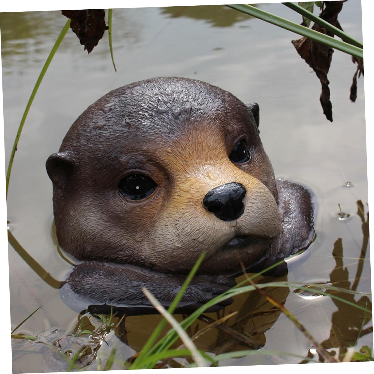 jojofuny 2 Stück Realistische Schwimmende Otterkopf skulptur aus Langlebigem Harz Natürliche Bewegung Wetterfeste Gartendeko für Teich Pool Außenbereich für Gartenliebhaber
