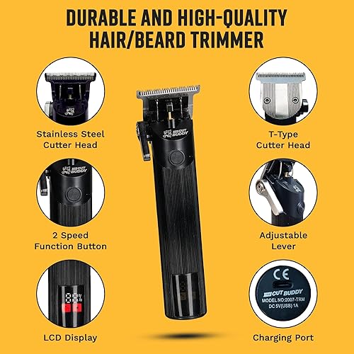 Miniatura 2 de The Cut Buddy Trim Buddy, recortadora inalámbrica de barba y línea de cabello con 4 protectores + herramienta de moldeo, apto para principiantes,