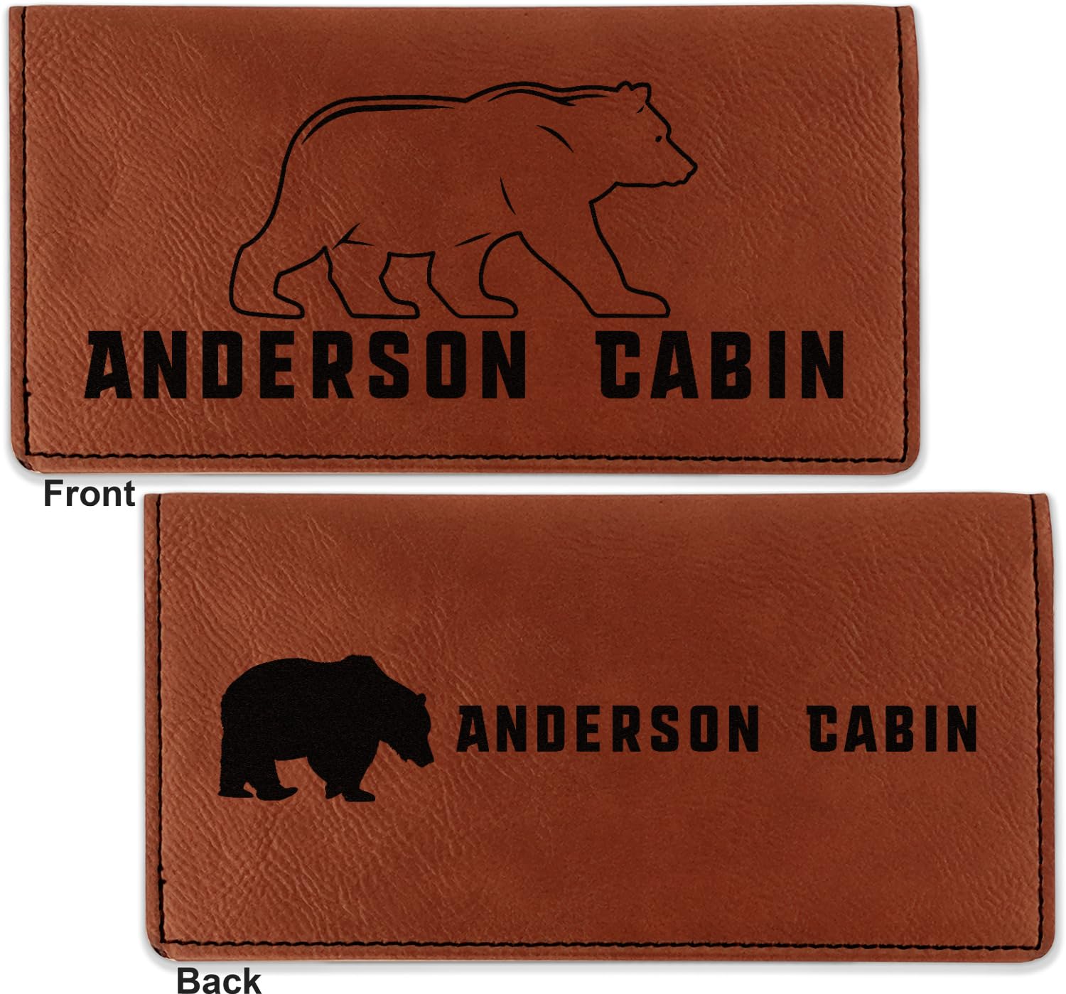 RNK Shops Personalized Cabin Leatherette Checkbook Holder - Double Sided