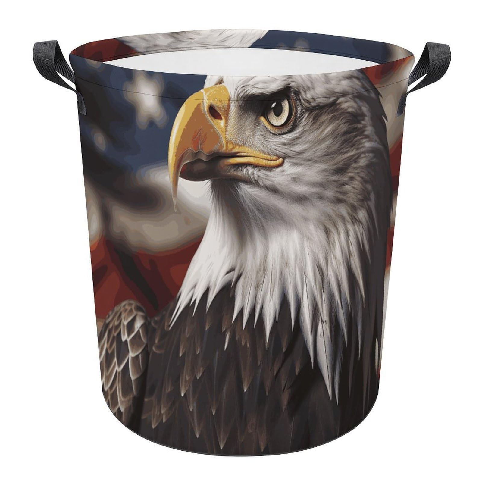 Panier à linge pliable grand format motif aigle américain avec poignées robustes
