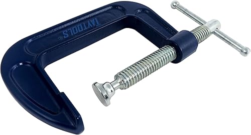 Miniatura 5 de Taytools - Paquete de 6 abrazaderas C de 3 pulgadas con marco de acero maleable, roscas Acme recubiertas de potencia, husillo de acero al carbono