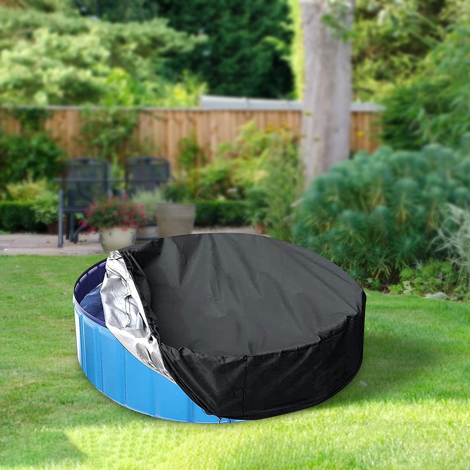 Cubierta de Piscina Redonda para Perros, Protección UV Plegable Cubierta de Piscina para Gatos Perros Mascotas Niños Interior al Aire Libre
