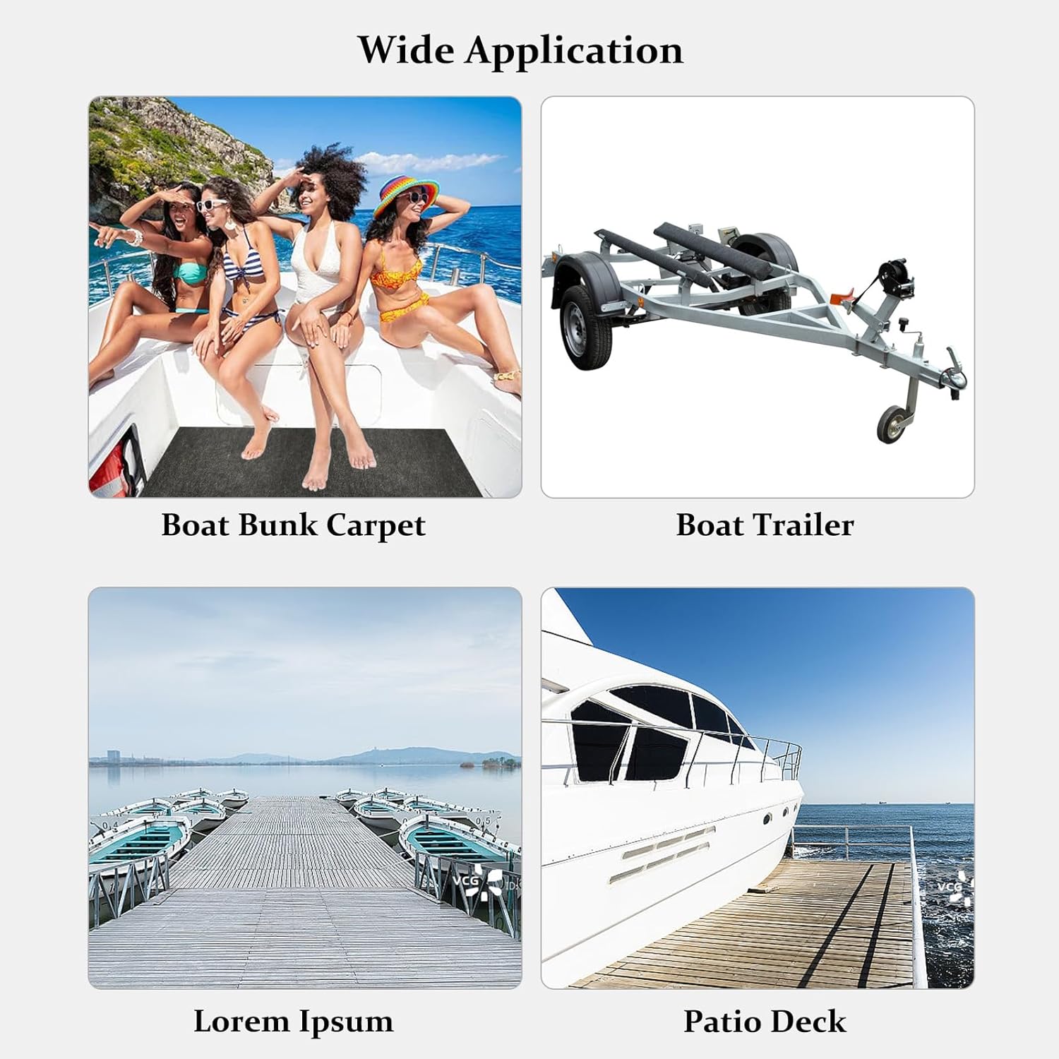 Boat Trailer Bunk Carpet, 2 Pcs 12in x 13ft Boat Bunk Carpet, Adhesive Backed Marine Carpet Trailer Bunk Padding for Outdoor Boats Trailers Jet Ski Ramps Trailer Accessories