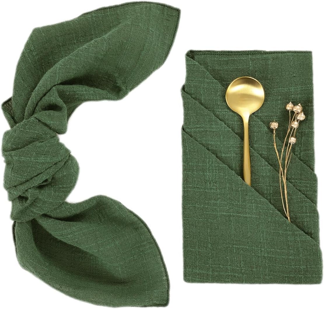 LINXTAR Cheesecloth Gauze Napkins 10 Pack 16x16 Inches Olive Green Bulk