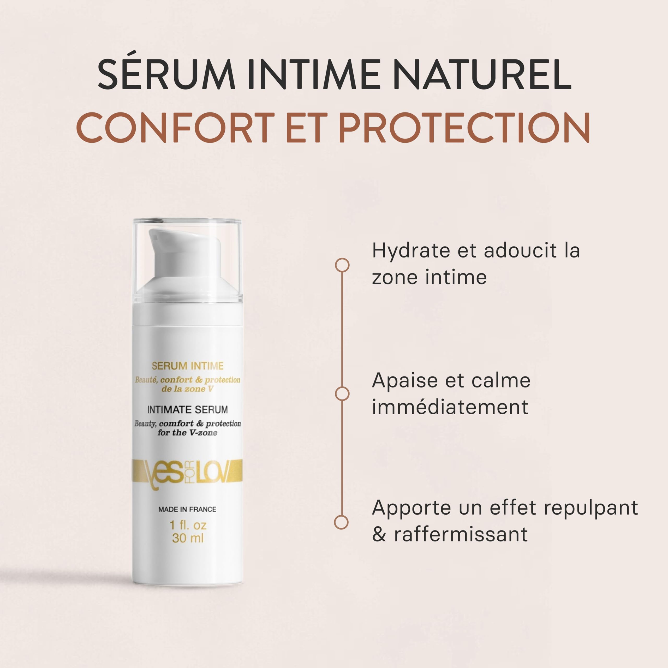YESforLOV Gel Intime Femme Hydratant & Apaisant Sérum | Soin Vulvaire Naturel à 99,52%| Crème Sans Parabens Ni Allergènes Anti-Sécheresse, Démangeaisons et Irritations | Fabriqué en France 30ml