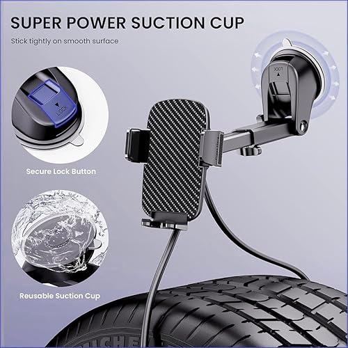 Miniatura 7 de Qifutan Soporte para teléfono de coche con goma antideslizante, rótula giratoria 360 grados y anillo de soporte ajustable para iPhone y otros