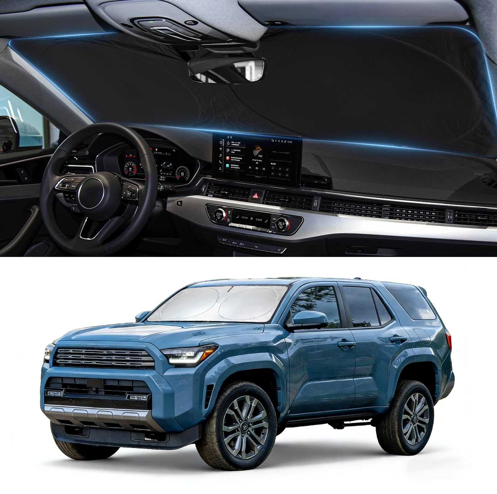 Windshield Sunshade for Toyota 4Runner 2010-2023 2024 2025 2026 Sun Visor