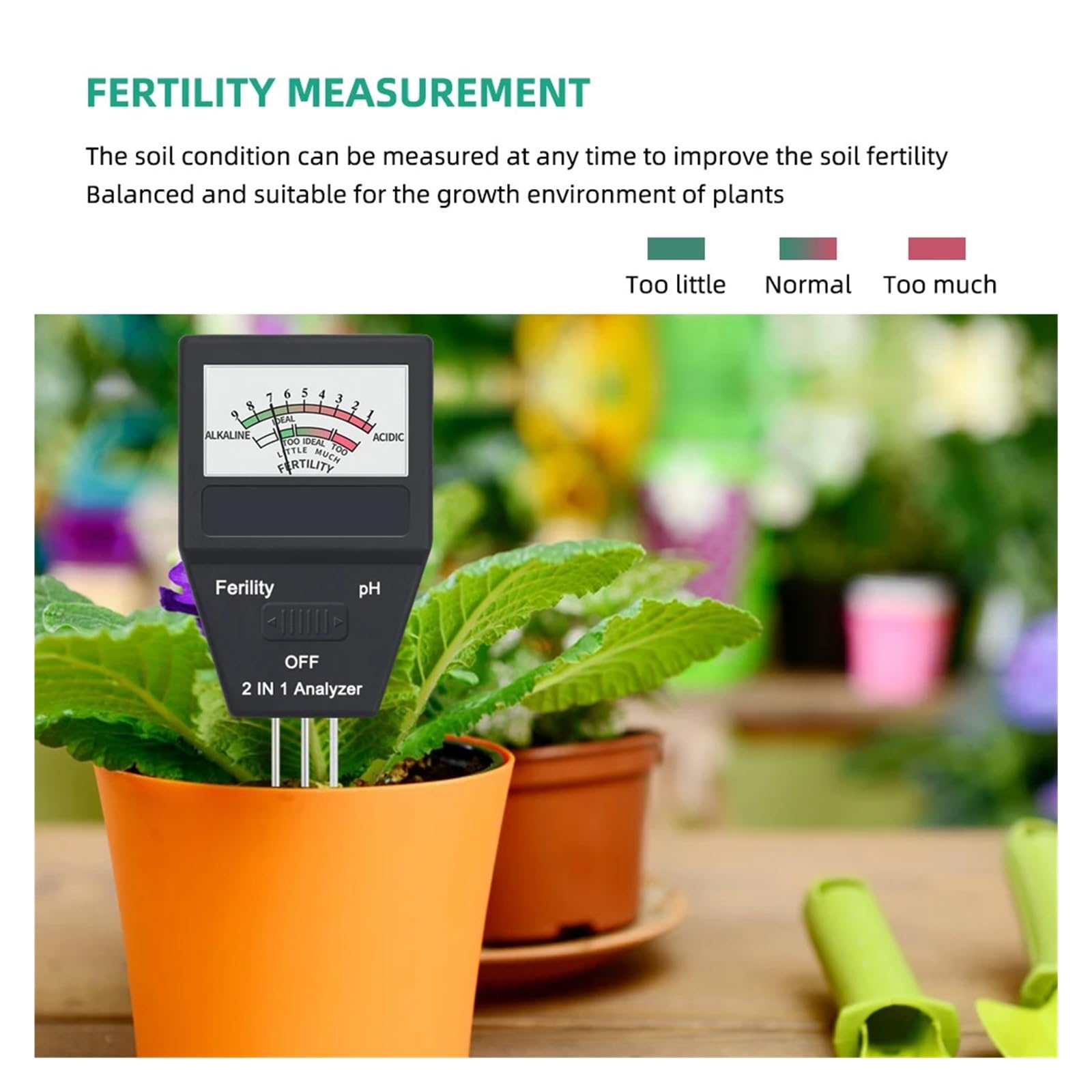 Medidor De Humedad Medidor De Suelo 2 En 1, Probador De PH Fértil For Plantas, Sensor De Humedad Del Suelo Portátil For El Hogar, Jardín, Huerto De Tierras Agrícolas(5 Pcs)