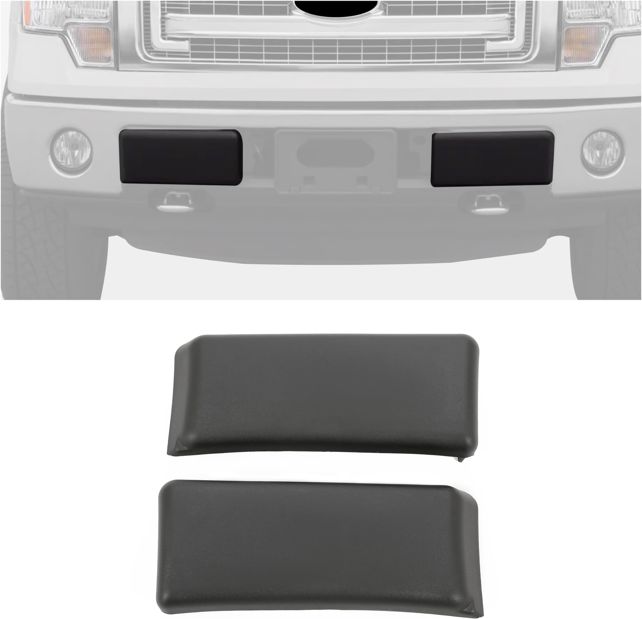 ECOTRIC Front Bumper Guards Pads Compatible with 2009-2014 Ford F150 F-150 Replacement for 9L3Z17E810B FO1053100 Bumper Cover Trim Insert Cap End Left Driver & Right Passenger Side Black
