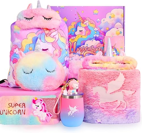 Healemo Regalo de unicornios para niñas  Caja de regalo de cumpleaños para niñas y niñas pequeñas de 3, 4, 5, 6, 7, 8, 9, 10, 11, 12 años, juguetes