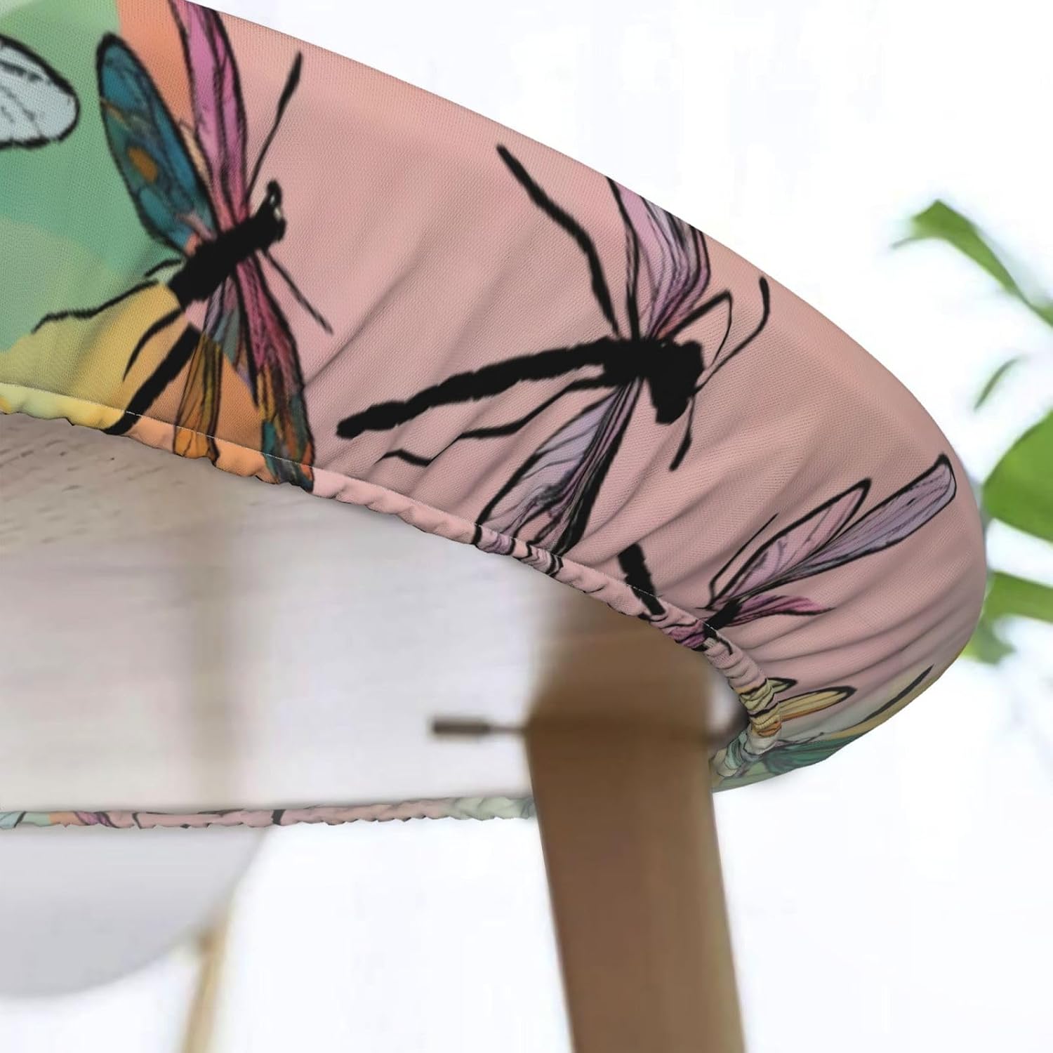 Dragonfly Print Outdoor Patio Kitchen Decor Supplies Wipeable Round Table Cloth for Indoor Outdoor