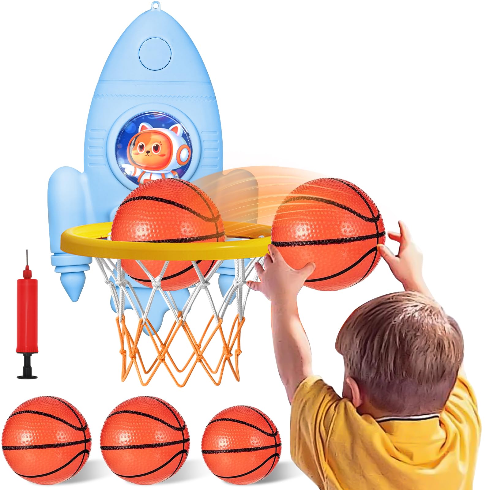 Mini Basketball Hoop with Balls and Pump for Kids Boys Girls Age 2 3 4 5 6,Toddlers Basketball Hoop for Indoor or Outdoor Play,Adjustable Height,Toys Gift for Childs