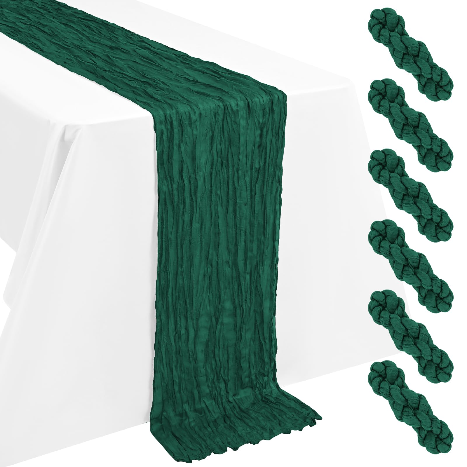 LYAFS 6 Pack Dark Green Table Runner Cheesecloth 55x300cm 10FT Gauze