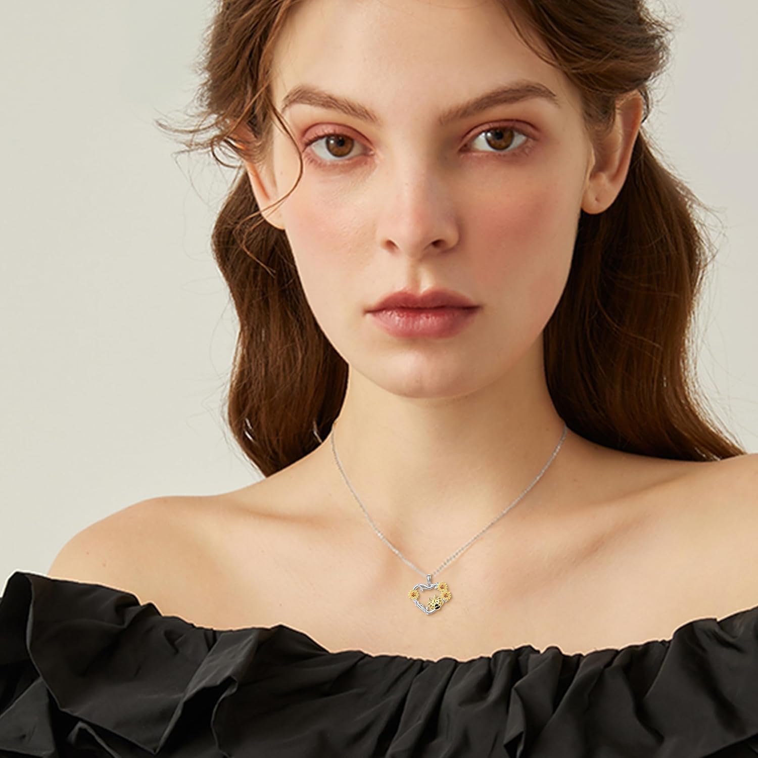 YAFEINI Bee Necklace 925 Sterling Silver Sunflower Bee Pendant Necklace Jewelry Gift For Women - Image 5