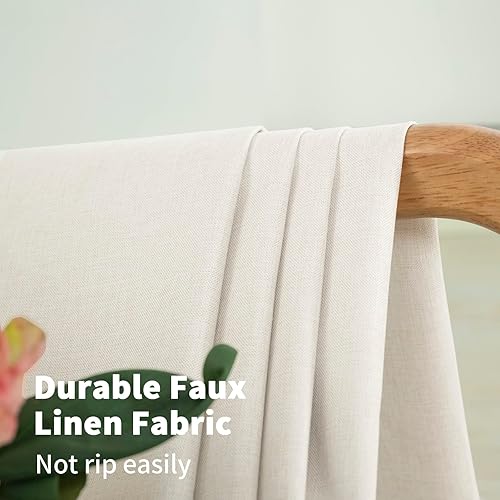 Miniatura 3 de YoungsTex Cortinas opacas de lino para dormitorio, 108 pulgadas de largo, cortinas de lino para oscurecer la habitación con forro térmico y ojales